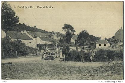 Froidchapelle  :  Pont D'amaides  (  attelage )  ecrit 1920 avec timbre