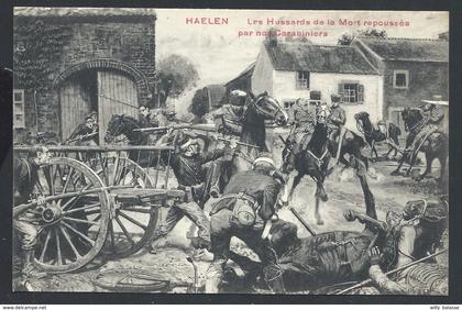 +++ CPA - HAELEN - HALEN - Hussards de la Mort repoussés par nos Carabiniers - Guerre - Soldat - Armée - Militaria   //