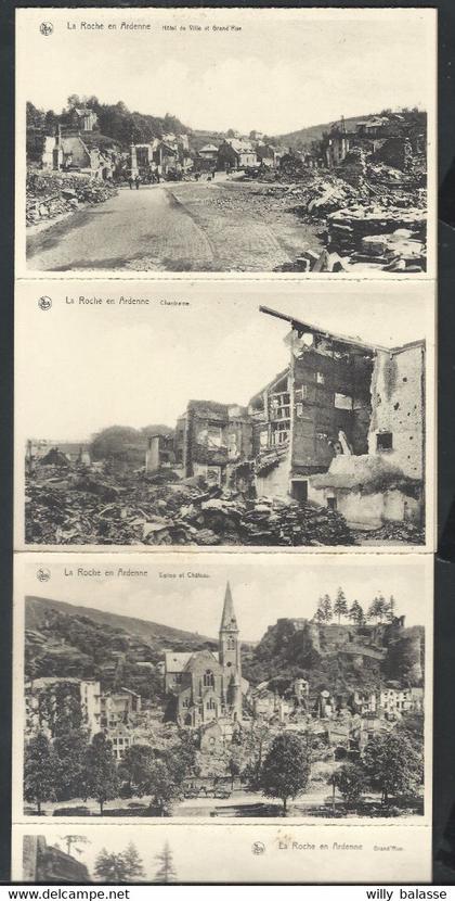 +++ CPA - Lot 10 cartes détachables - LA ROCHE EN ARDENNE  - Guerre - Ruines - Chantraine - Clairue - Hôtel...-Nels   //