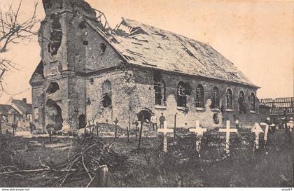 LANGEMARK-POELKAPELLE-Ypres-Belgie-Begique-Flandre-Flandern-Zerschossene Kirche-Cimetière-Friedhof