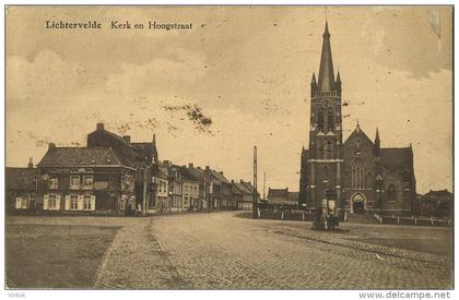 Lichtervelde :  kerk en hoogstraat  (  geschreven met zegel en tax zegel )