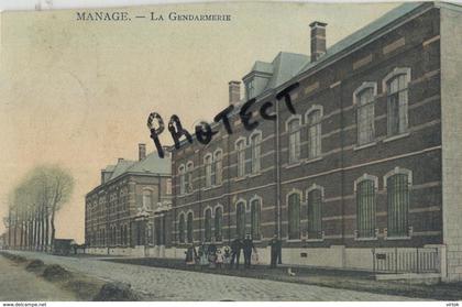 Manage :  La gendarmerie  (  carte coupé  !!!!!!!!!  )   Marcovici carte ,  ecrit 1908 avec timbre