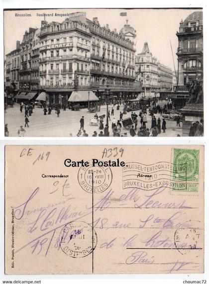 (Belgique) 169 Bruxelles Transport urbain en surface, Edit Penoit, Boulevard Anspach, tramway