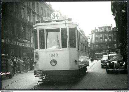 PHOTO J. Bazin - Années 50 - Bruxelles Tramway ligne 34 - Voir 2 scans & descriptif