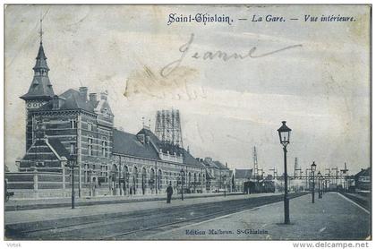 Saint-Ghislain :  La gare  ( ecrit avec timbre 1 cent )