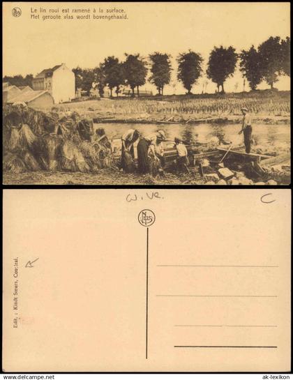 Postkaart Belgien Landwirtschaft Bauern Feld Fluß 1912