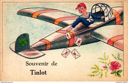 Tinlot, Souvenir de Tinlot, Junge im Flugzeug, ca. 30er/40er Jahre