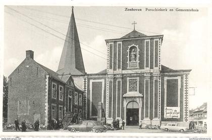 BELGIQUE - Zonhoven - Parochiekerk en Gemeentehuis - Boekhandel  Daniëls-Bervoets  Dagbladen - Carte postale