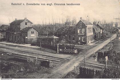 België - ZONNEBEKE (W. Vl.) Treinstation gebombardeerd door Engelse granaten