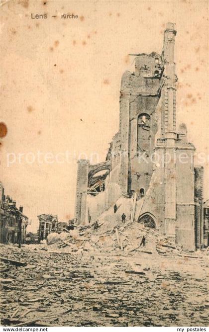 43218628 Lens Hainaut Im WK1 zerstoerte Kirche Lens Hainaut