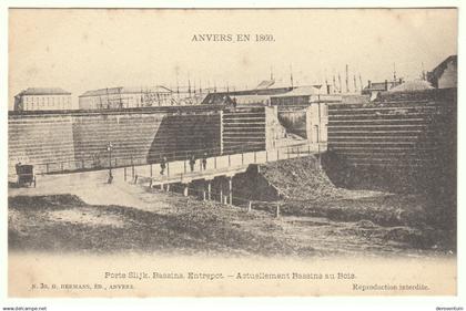 Anvers en 1860. / Porte Slijk, bassins, entrepot Actuellement bassins au bois [aux Slijkpoort N. 30 G Hermans Antwerpen]