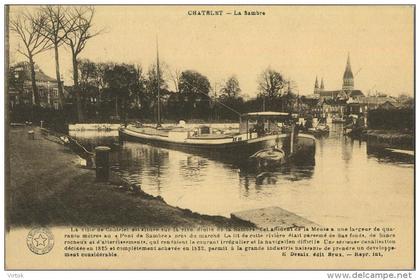 Chatelet :  La sambre   --  Carte d'honneur Houdeng-Aimeries  (  regarder verso )   bateaux - binnenscheepvaart