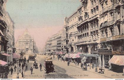 Belgique - BRUXELLES - Perspective des Boulevards Anspach et du Nord - Ed. Neurdein ND Phot. 100 Aquarellée