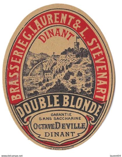 DINANT. BRASSERIE G. LAURENT & STEVENART. DOUBLE BLONDE. ANCIENNE ETIQUETTE.