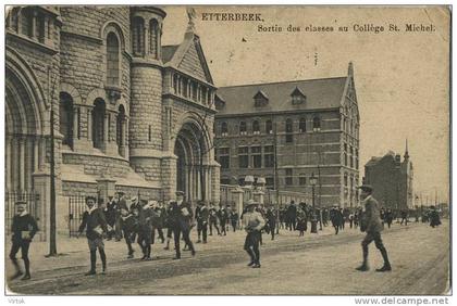 Etterbeek : Sortie des classes au collége St. Michel  ( carte ecrit 1912 sans timbre )