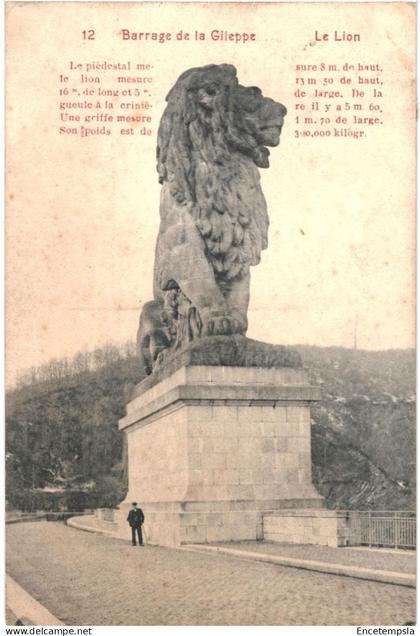 CPA Carte postaleBelgique Barrage de la Gileppe Le Lion  VM67589