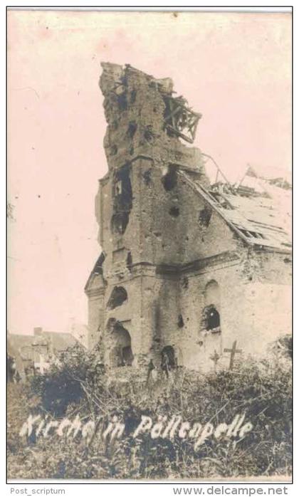 Belgique - Langemark Poelkapelle -  église -    - destruction guerre 14-18 - carte photo