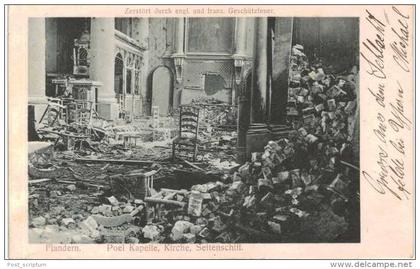 Belgique - Langemark Poelkapelle - intérieur église -  nef latérale  - destruction guerre 14-18