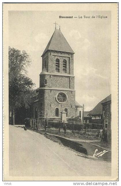 Stoumont :  La tour de l'église  ( ecrit avec timbre )