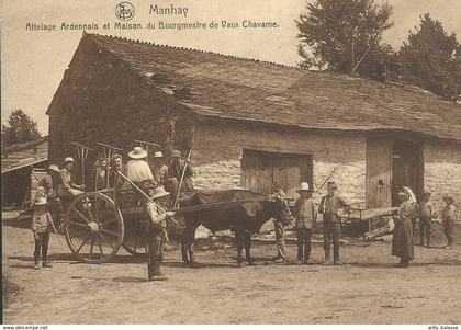 +++ CPA - MANHAY - Attelage Ardennais et Maison du Bourgmestre de Vaux Chavame - Nels    //