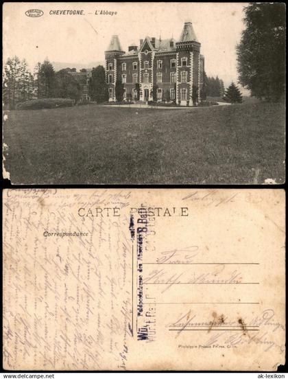 Postkaart Chevetogne-Ciney Ciney L'Abbaye/Abtei Chevetogne 1918