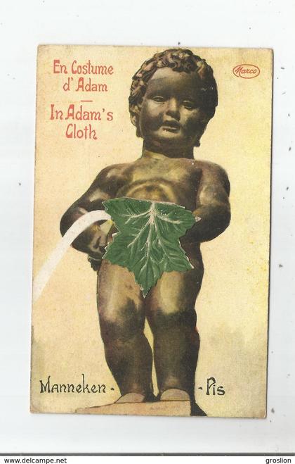 MANNEKEN PIS CARTE A SYSTEME EN COSTUME D'DAM (FEUILLE DE VIGNE)