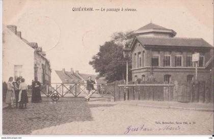 cpa quiévrain  passage à niveau  1904