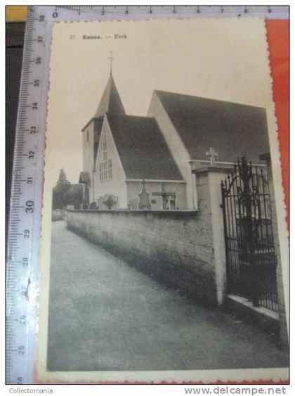 4 postkaarten Kanne bij Riemst  in LIMBURG  de caester  ,Kapel  ,groeten    ,kerk, de molen , Brug