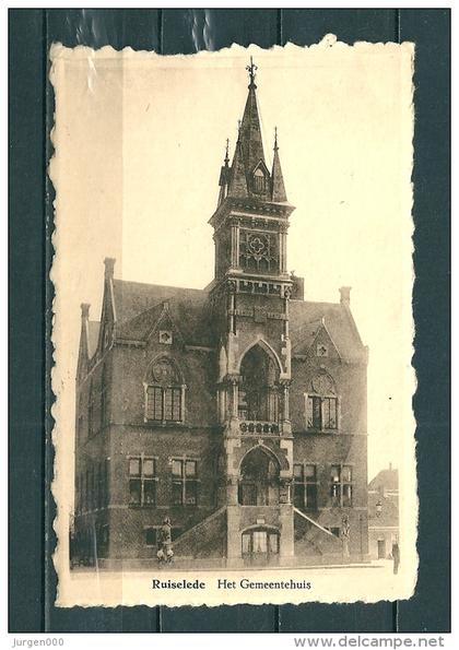 RUISELEDE: Het Gemeentehuis, gelopen postkaart 1948 (GA12515)