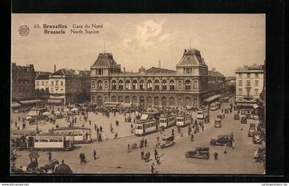 AK Brüssel / Bruxelles, Gare du Nord, Nordbahnhof, Strassenbahn