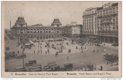 CPA - AK Bruxelles Brüssel Gare du Nord Place Rogier Bahnhof Railway Station Palace Hotel Strassenbahn Tram Tramway