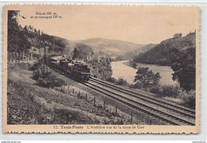 Belgique - TROIS-PONTS (Liège) L'Amblève vu de la route de Coo - Voie de chemin de fer