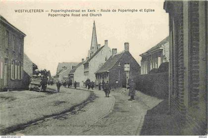 Pays - Belgique - Vleteren - Westvleteren - Poperinghestraat en Kerk - Route de Poperinghe et Eglise - Animée - CPA - Vo