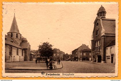 Zwijndrecht - Dorpplaats - Heilige Kruiskerk - Eglise - Bicyclette - Animée - ALBERT - Phototypie A. DOHMEN