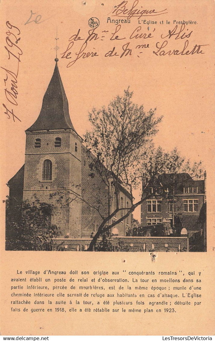 BELGIQUE - Honnelles - Angreau - L'Eglise et le Presbylère -  conquérants romains - Carte postale ancienne