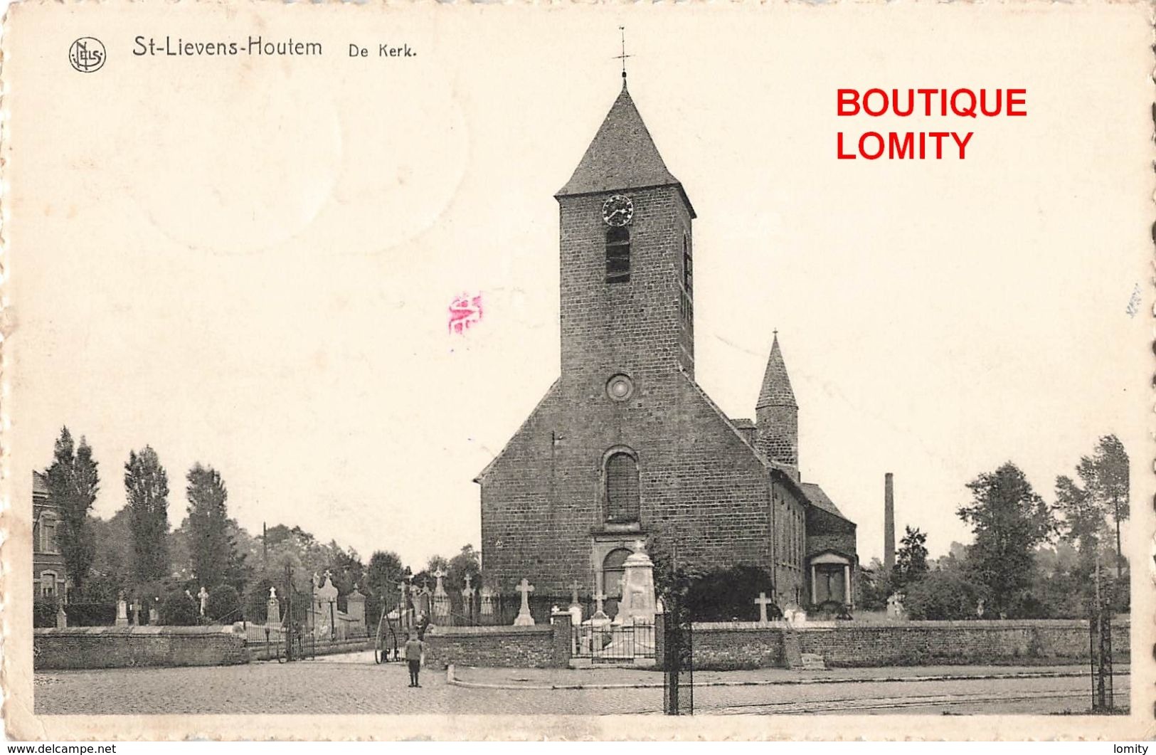 Belgique Saint Sint Lievens Houtem de kerk eglise + timbre cachet 1950