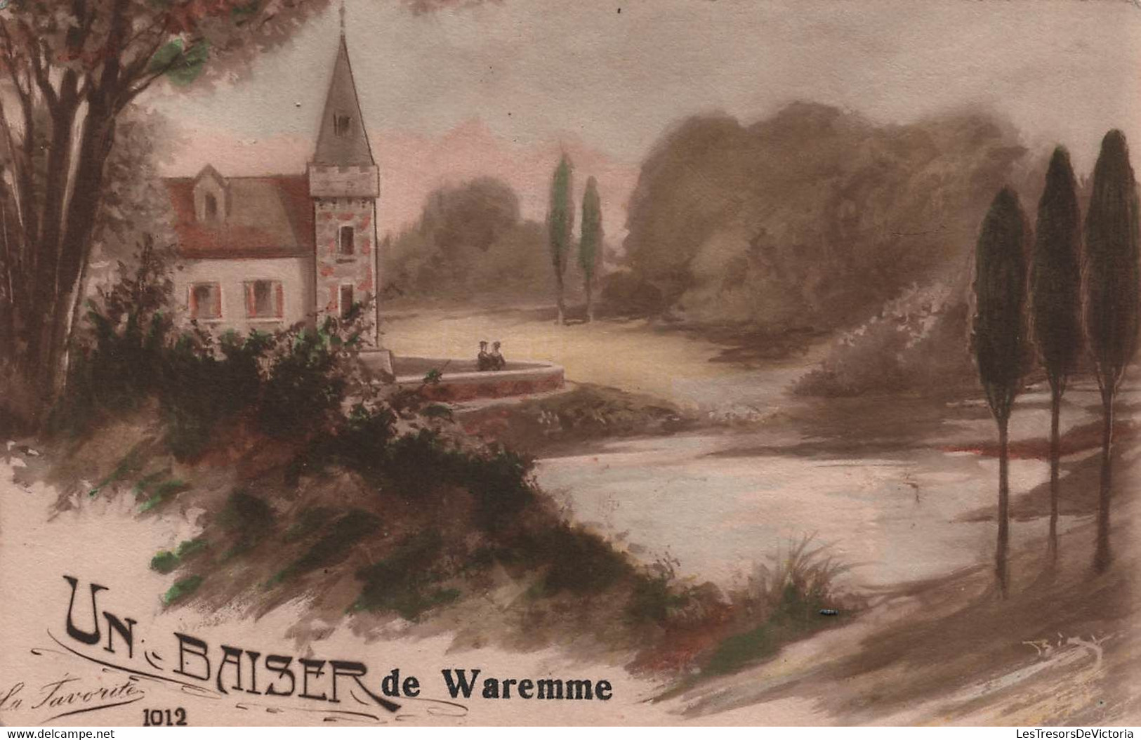 BELGIQUE - Waremme - carte fantaisie - un baiser de waremme - carte postale ancienne -