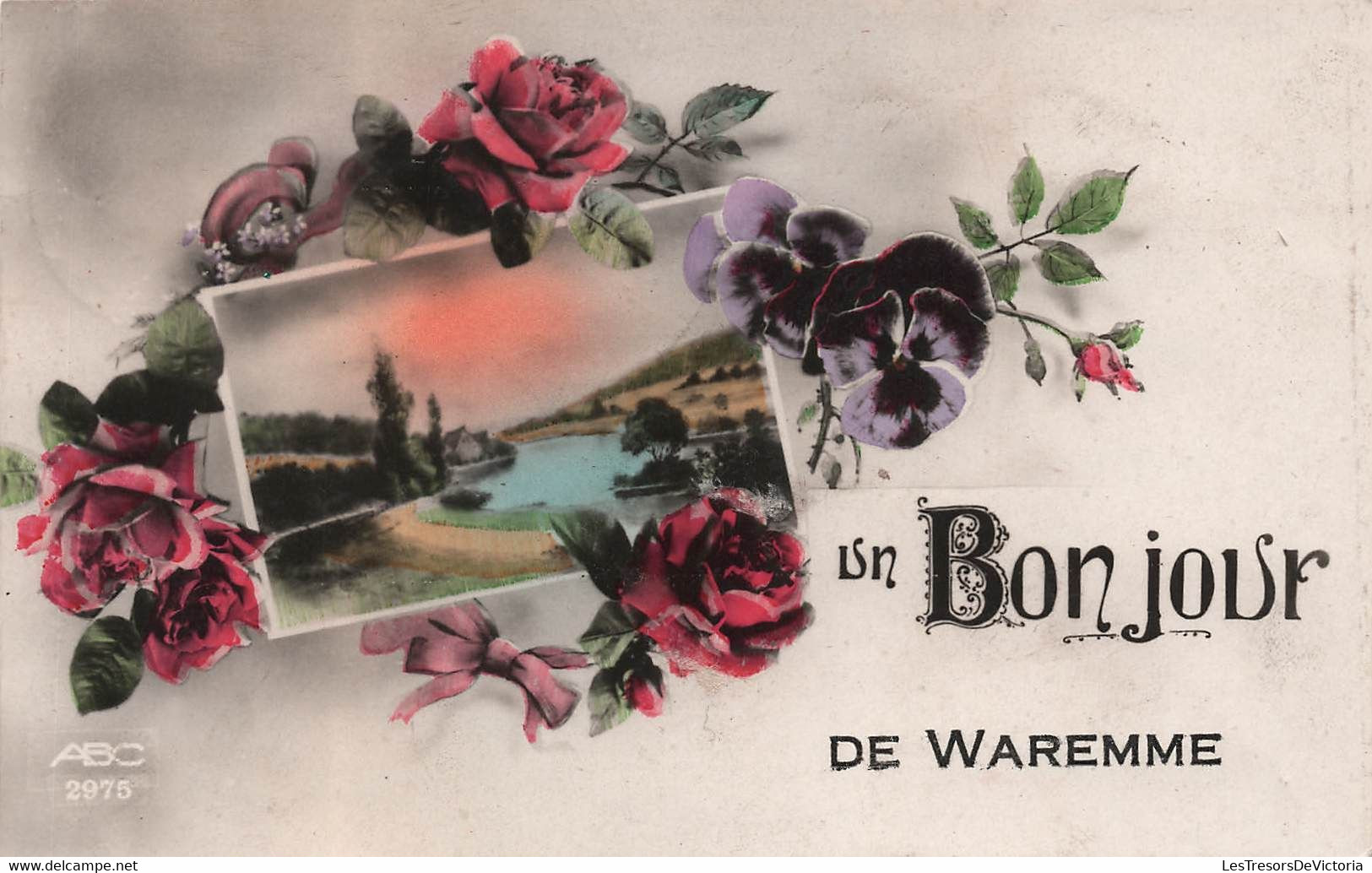 BELGIQUE - Waremme - carte fantaisie - un bonjour de waremme - carte postale ancienne -