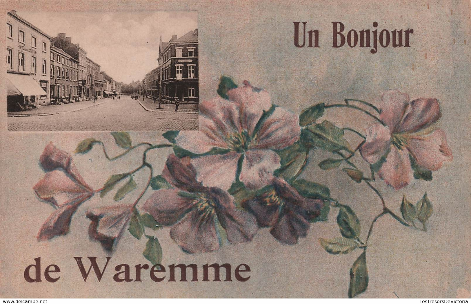 BELGIQUE - Waremme - carte fantaisie - un bonjour de waremme - carte postale ancienne -