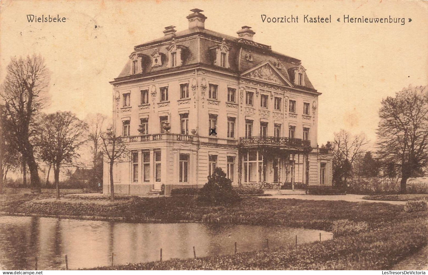 BELGIQUE - Wielsbeke - Voorzicht kasteel Hernieuwenburg - château - plan d'eau - entrée - cour - Carte postale ancienne