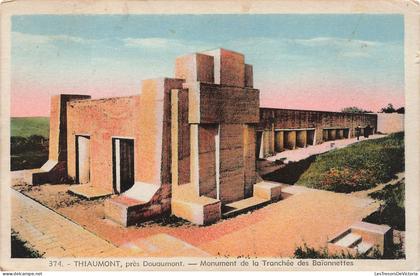 BELGIQUE - Thiaumont près Douaumont - vue sur le monument de la Tranchée des Baïonnettes - Carte Postale Ancienne