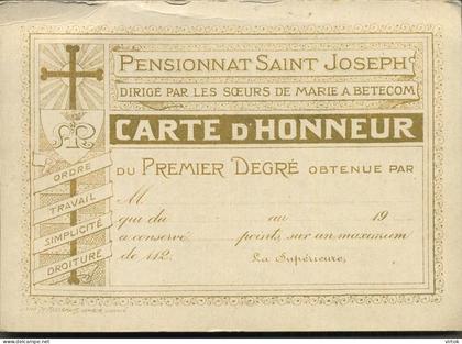 Betekom    : Carte d'honneur - Erekaart   1957 :   Pensionnat Saint-Joseph
