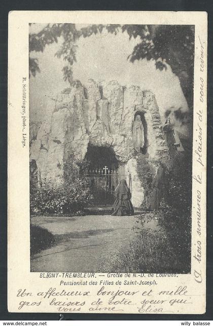 +++ CPA - BLEGNY TREMBLEUR - Grotte de ND de Lourdes - Pensionnat - Cachet RELAIS BARCHON 1906   //