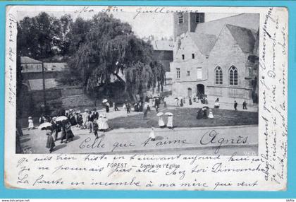 BELGIUM picture post cards Vorst - Forest Sortie de l'Eglise 1906 Ougree to Val St Lambert