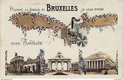 BRUXELLES - Carte fantaisie - Avion - Surréalisme