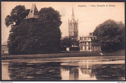 +++ CPA - ENGHIEN - EDINGEN - Parc , chapelle et étang   //