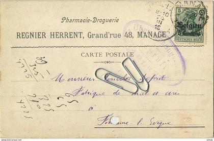 Manage  1916 :  pharmacie - Droguerie : Regnier Herrent