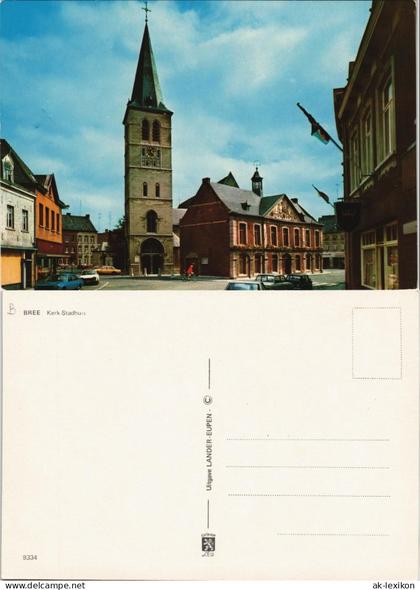 Postkaart Bree Bree Strassen Partie Kerk-Stadhuis Kirche Stadthaus 1970