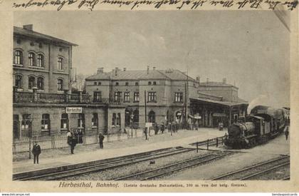 belgium, HERBESTHAL, Lontzen, Railway Station with Steam Train (1915) Postcard