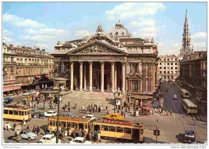 BRUXELLES BRUSSEL la Bourse ( Publicité MARTINI bus tram tramway citroen 2CV )